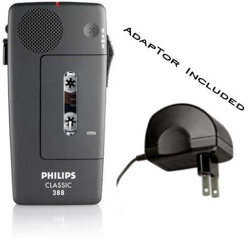 Philips LFH388 Pocket Memo Classic 388 Portable Mini Cassette Recorder with  Power Adaptor