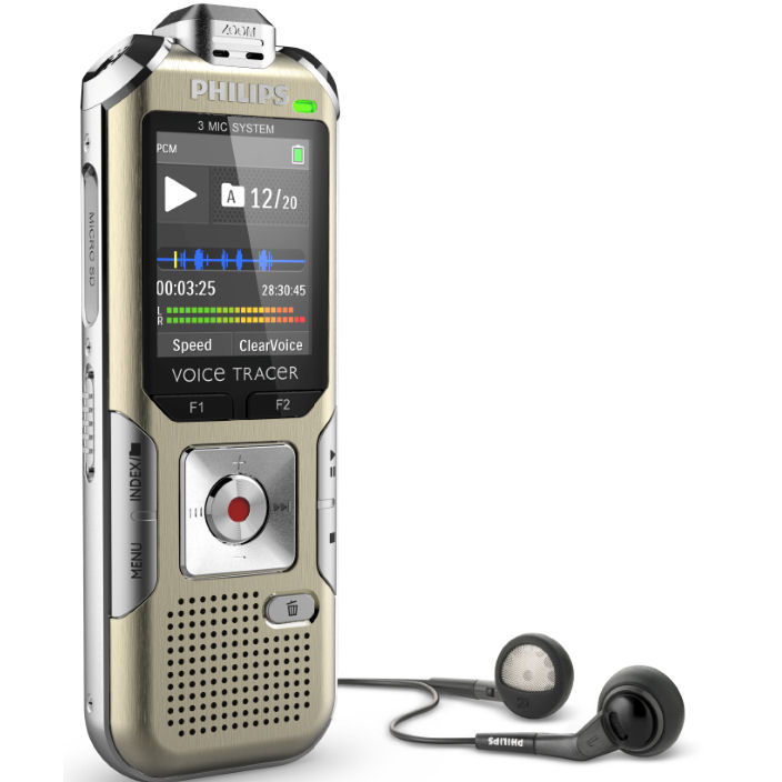 twin Panorama Dexterity Philips DVT6500 4GB Expandable Digital Voice Recorder with Remote Control,  Motion Sensor and Large LCD Color Display / Dictation / Audio Recorders -  DictationOne.com