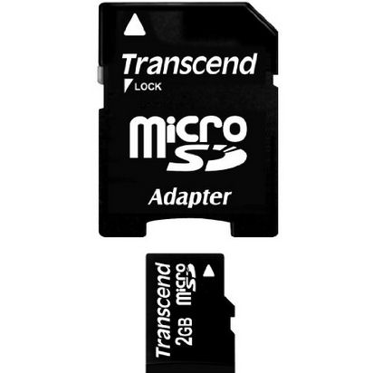 Transcend TRAMISD2GB 2GB MicroSD Secure Digital Flash Memory Card with SD Adapter