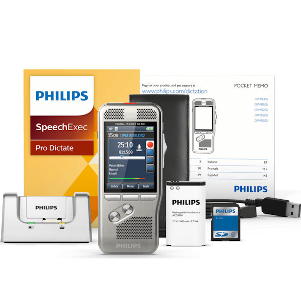Philips DPM8200 Digital Pocket Memo with Speech Exec Pro Dictation Software and SR Module