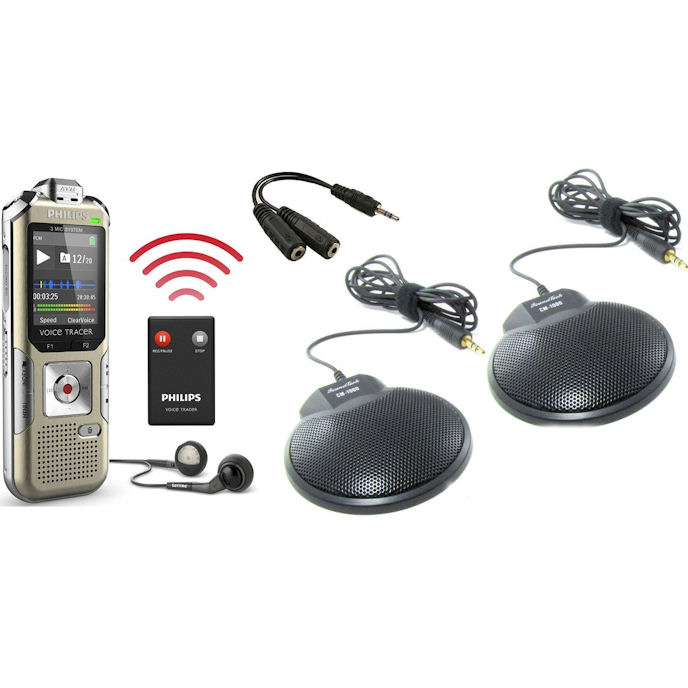 Philips 365039 4GB Digital Stereo Conference Recorder Kit with two Omni-Directional Conference Microphone and wireless remote control