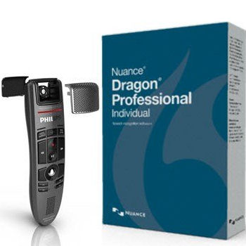 Nuance 369508 Dragon Professional Individual Version 15 Speech Recognition Software with SpeechMike Premium USB Precision Microphone - Push Button Operation