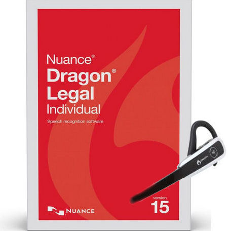 Nuance A509A-GN9-15.0 Dragon Legal Individual Version 15 Speech Recognition Software  with Wireless Bluetooth Headset and USB Dongle - Electronic Download