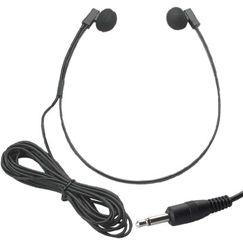 VEC SP-L Twin Speaker Mono Headset with 3.5mm Straight Plug and 10ft. Cord