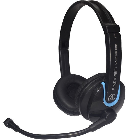 Andrea Communications C1-1031900-1 (NC-255VM) USB On-Ear Stereo Headset with In-line Volume and Mute Controls