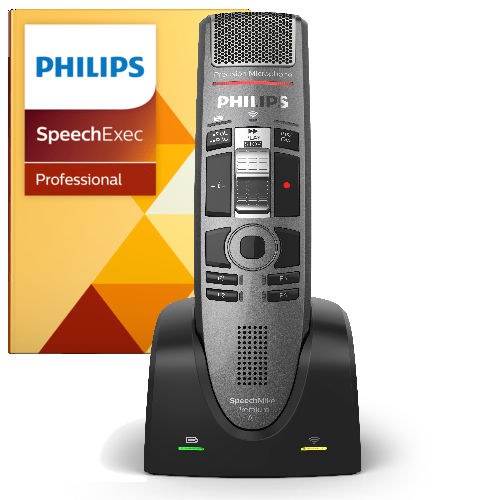 Philips SMP4015 SpeechMike Premium Air Wireless Dictation Microphone with Slide Switch Design with SpeechExec Professional Dictation Software
