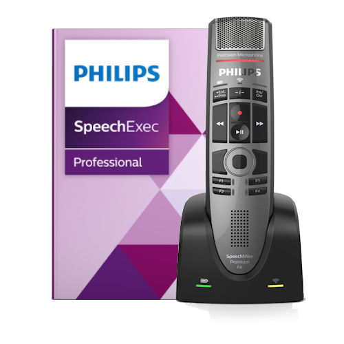 Philips PSE4000/00 SpeechMike Premium Air Wireless Dictation and Speech Recognition Set - Push Button Design