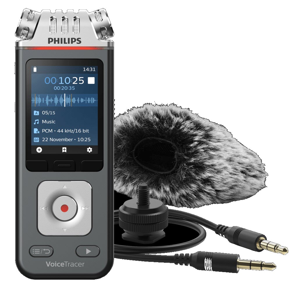 Philips DVT7110/00 VoiceTracer 8 GB Digital Audio Recorder with 3 high-fidelity microphones and camera mount