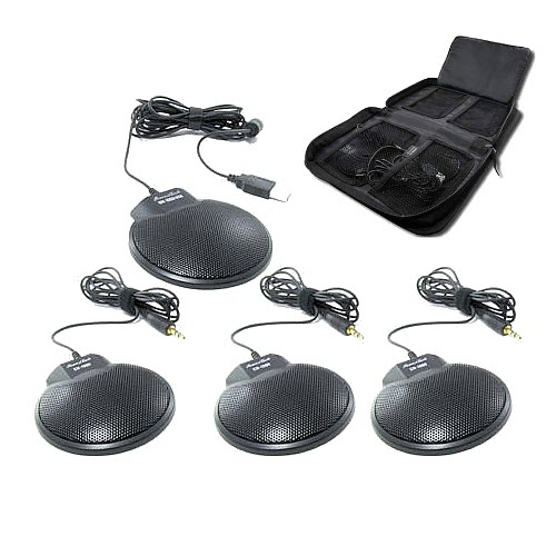 VEC 369223P Tabletop Conference Microphone Kit, Includes 3 CM-1000s, 1 CM-1000-USB and VEC Zip Pouch