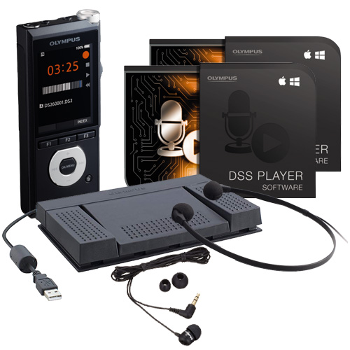 Olympus DS‑2600SBRK1 Digital Dictation & Transcription Starter Kit with TP8 Telephone Pick-Up (DS-2600, AS-2400, TP8)