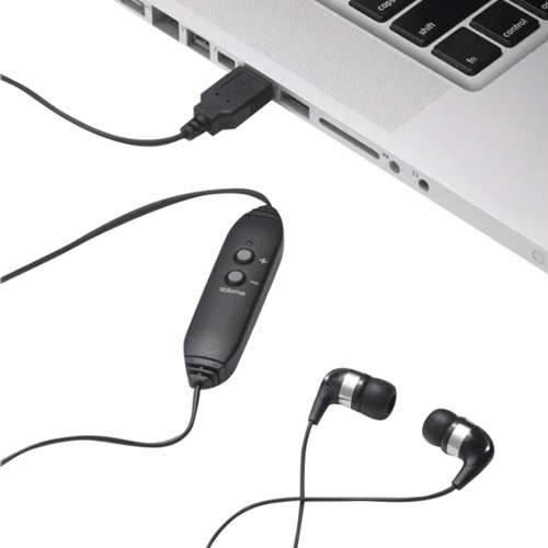 VEC SP-EBM-USB Spectra USB Earbud Headset with Built in Microphone and Volume Control